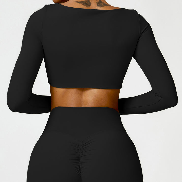 Crop top cu maneca lunga Noir Vibe