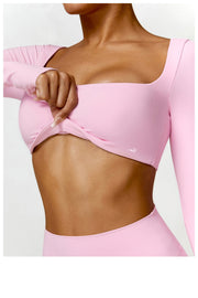 Crop top cu maneca lunga Blush Vibe