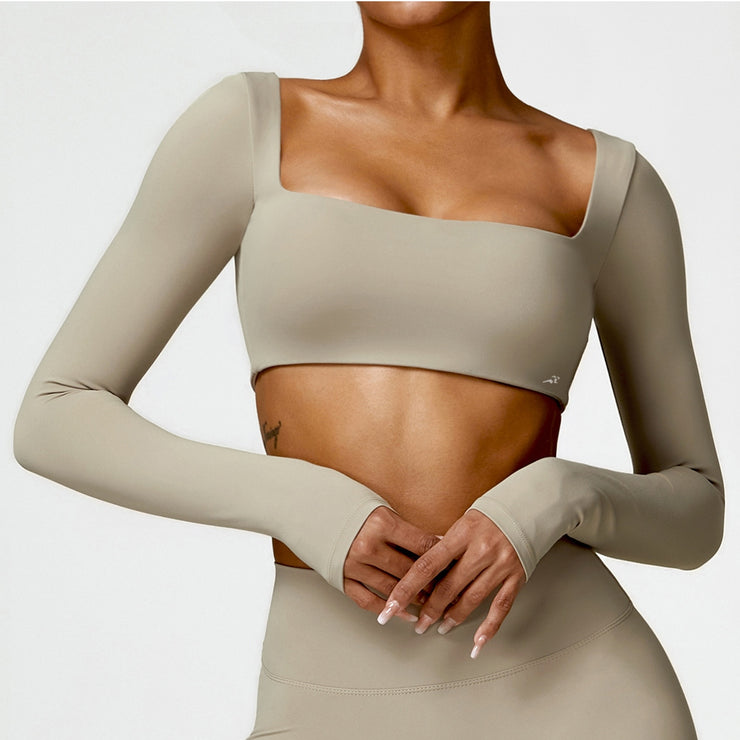 Crop top cu maneca lunga Sand Vibe
