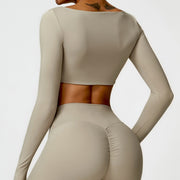 Crop top cu maneca lunga Sand Vibe