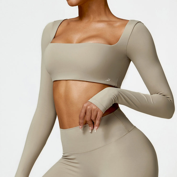 Crop top cu maneca lunga Sand Vibe