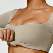 Crop top cu maneca lunga Sand Vibe