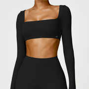 Crop top cu maneca lunga Noir Vibe